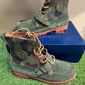 Polo Ralph Lauren Country Ranger Boots Suede Canvas Army Camo Ankle Men NEW